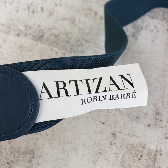 ARTIZAN by Robin Barre Belt Horsebit Toggle Buckle Vegan Leather Blue size M/L - Picture 3 of 11